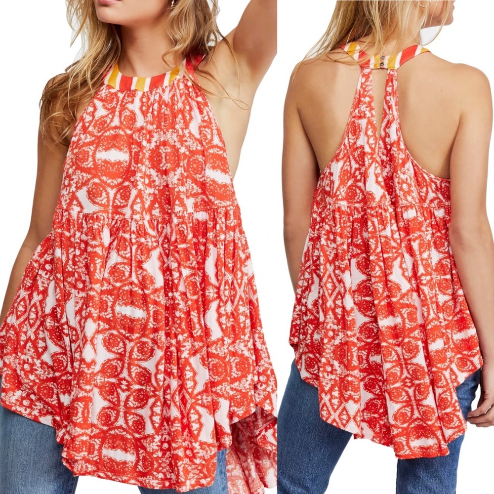 Free People Mimi Tunic Top Cutaway Sleeve Linen XS